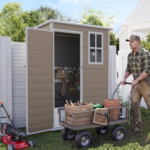 udpatio outdoor storage shed 5x3 ft, garden resin, close-up detail