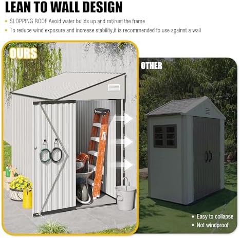 yopto 4×8 ft outdoor metal storage shed,heavy-duty lean, package contents