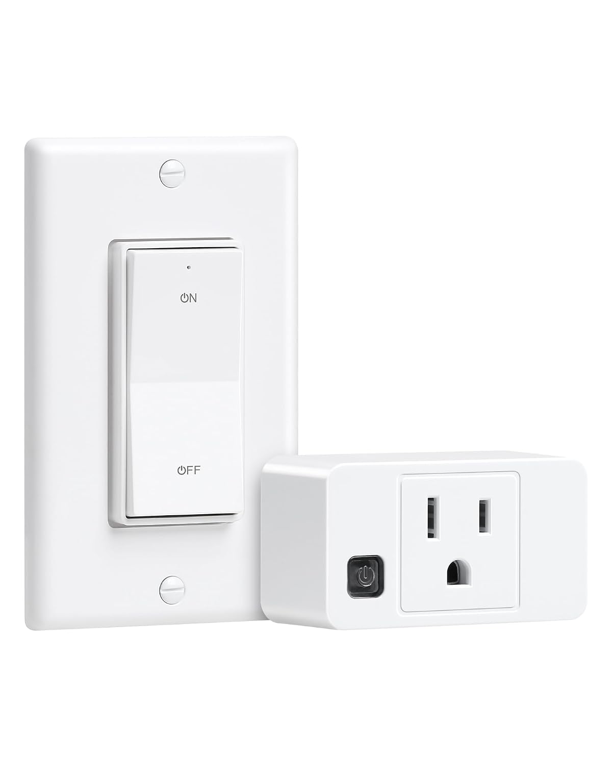 Wireless Remote Control Outlet with Decorator Rocker Wall Switch | 200FT Long Range Remote Light Switch, Mini Plug, 15A/1875W High-Power for Lamps, Lights, Household Appliances, ETL Listed