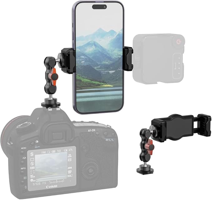 SOH Hot/Cold Shoe Phone Mount Holder, Universal 2 Ball Head Smartphone Mount by Followus