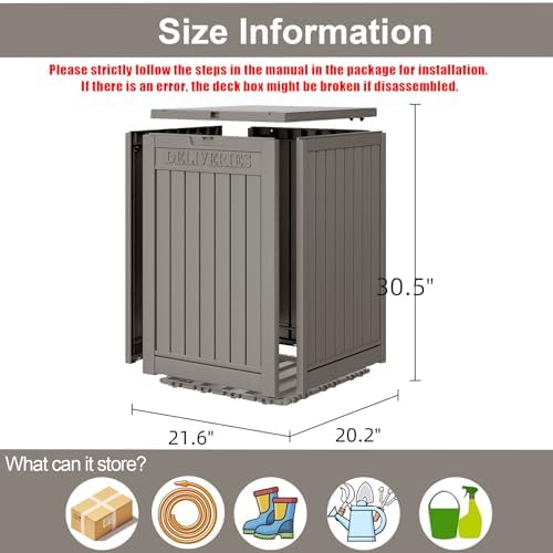 lhbgo package delivery box for outside, 48 gallon, side view