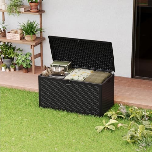 120 gallon waterproof large resin deck box indoor, view 9