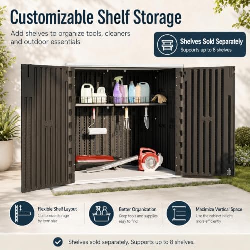 addok outdoor storage cabinet, 37 cu.ft horizontal resin, side view