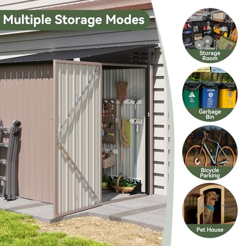 aoxun 6' x 4' lean to shed outdoor, side view