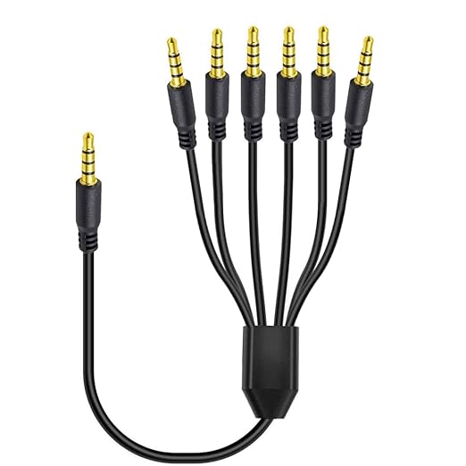 MysRuida 3.3ft 1/8” 3.5mm TRRS Stereo Audio Cable, 1 to 6 Splitter Male Aux Cord by Unknown