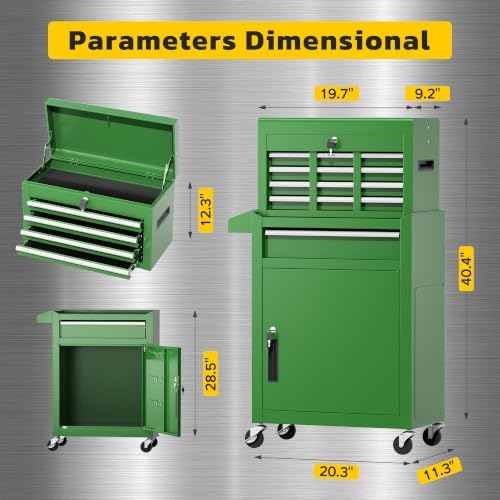 greenvelly tool chest, 5-drawer rolling tool chest with, close-up detail