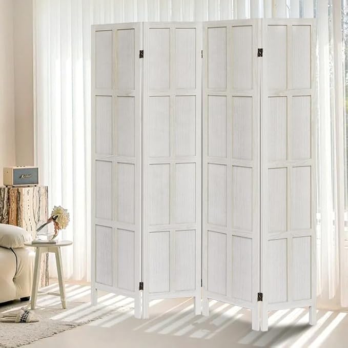 ALeesing 4 Panel Room Divider, 5.6Ft Wood Room Dividers and Folding Privacy by ALeesing