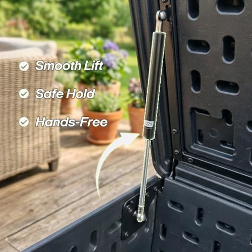 330 gallon outdoor storage deck box, extra large, front angle view