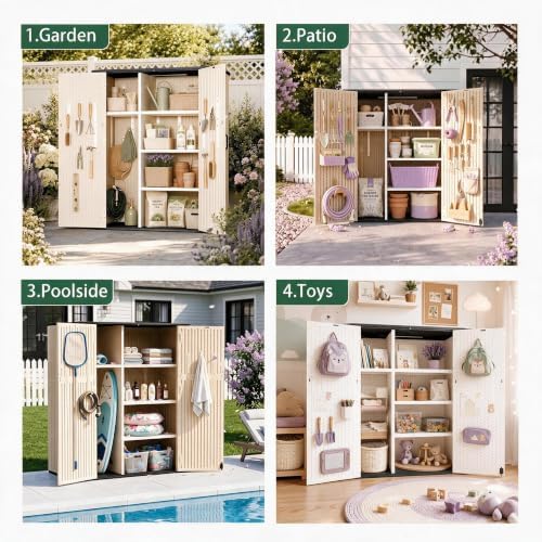 storage shed weather resistant resin outdoor on a desk or shelf