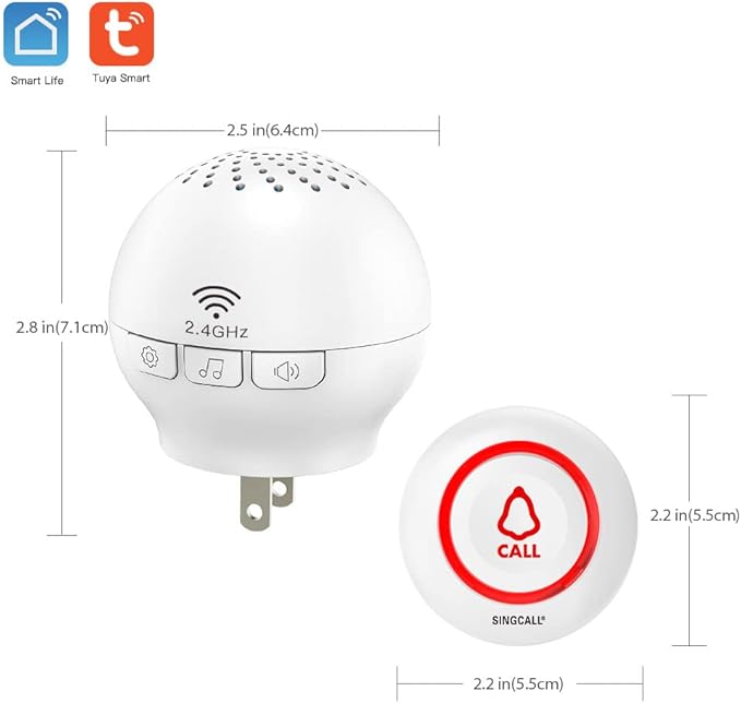 SINGCALL Tuya Caregiver Pager Smart Wireless Calling System WiFi SOS Emergency - Image 2