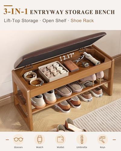 shoe rack bench with hidden storage, 2‑tier solid, package contents