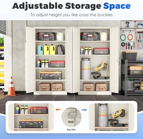 intergreat metal garage storage cabinet with lock, 72", side view
