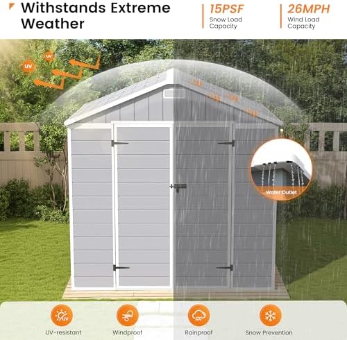 udpatio resin storage shed 8x6 ft plastic outdoor, close-up detail