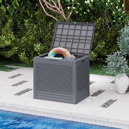 tangkula 25 gallon waterproof outdoor storage box with, view 9