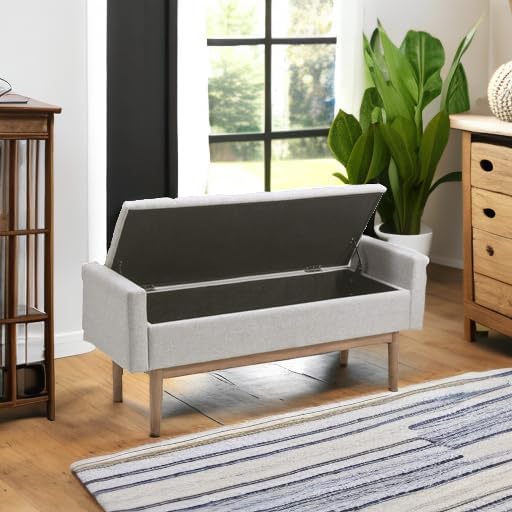 signature design by ashley upholstered bench with storage, front angle view