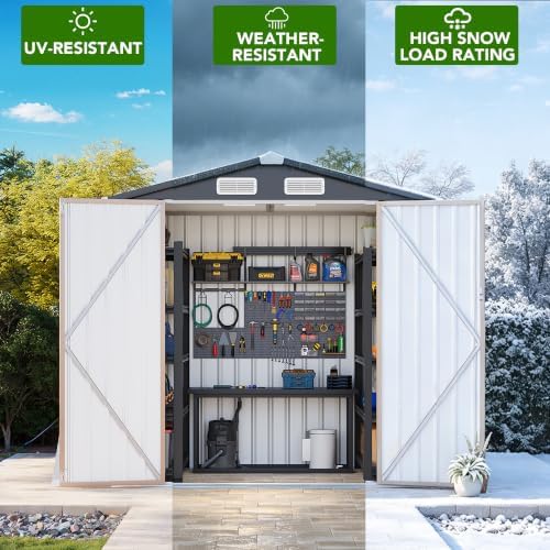 mxv 6x4 ft outdoor metal storage shed, lockable, side view