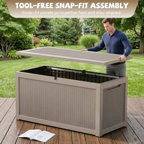 easyup 350 gallon deck box outdoor storage box, package contents