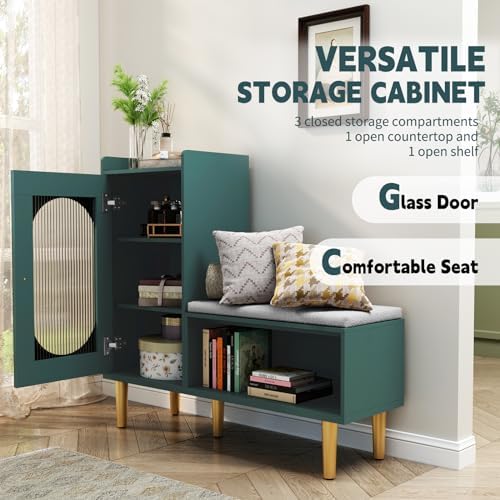 hlr shoe storage bench with glass door&shelf, l-shaped, package contents