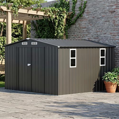lausaint home 10 x 10 ft outdoor storage, front angle view