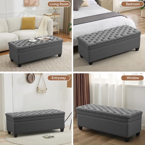 wututuee 50" fabric storage ottoman bench, upholstered rectangle on a desk or shelf