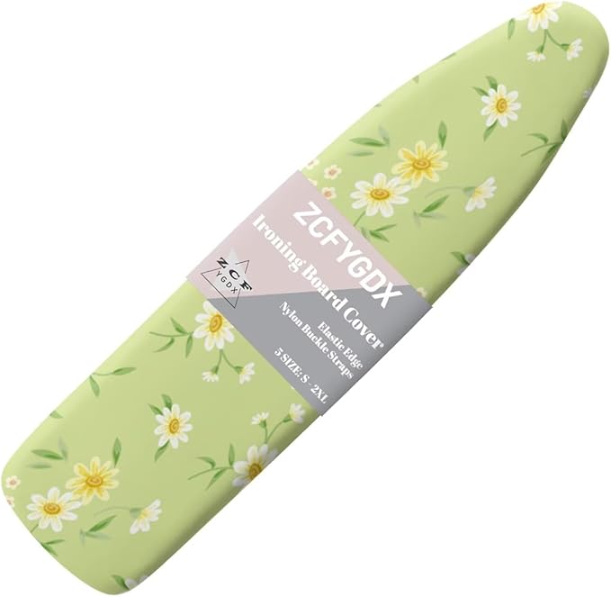 ZCFYGDX Fresh White Daisy Print Ironing Board Cover, Resist Scorching & Staining by ZCFYGDX