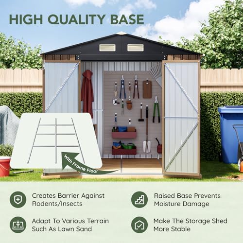 8 ft storage shed with floor frame for, close-up detail