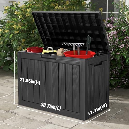 mars villa 45 gallon deck box, outside bin shown in use