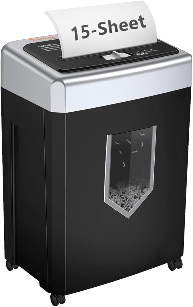 Bonsaii 15-Sheet Cross-Cut Paper Shredder, Heavy-Duty Office Use, 35-Min by bonsaii