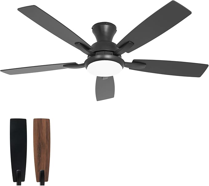 revoici Ceiling Fans with Lights, 52 Inch Black and Brown Wood Ceiling Fan by REVOICISMARTCEILINGFAN