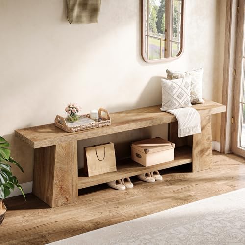 tribesigns 2-tier entryway bench, 59-inch extra long shoe, main product view