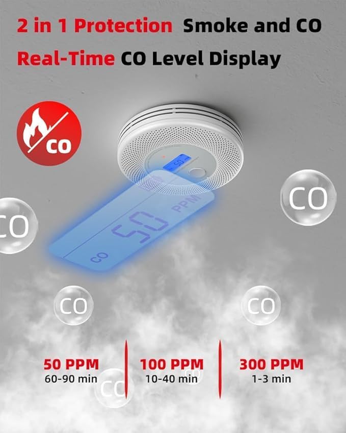 KIMROG 10-Year Sealed Battery 2-in-1 Smoke & Carbon Monoxide Detector Alarm | - Image 3