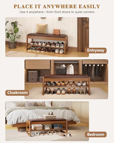 shoe rack bench with hidden storage, 2‑tier solid, view 9