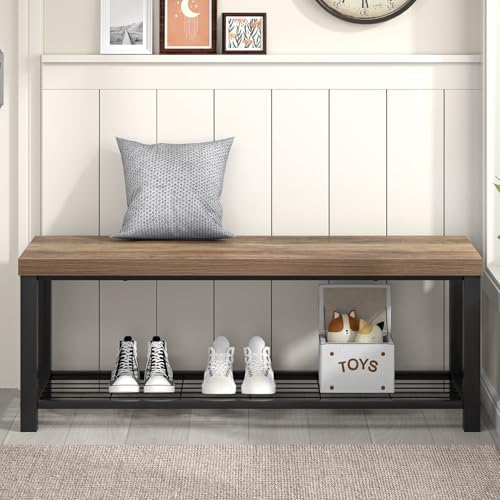 foluban entryway bench, industrial wood and metal storage on a desk or shelf