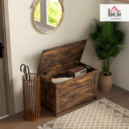 homcom storage bench cut-out handles 29.9" x 15.7" shown in use