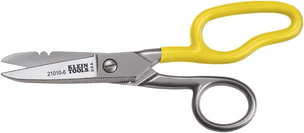 Klein Tools 21010-6-SEN Free-Fall Snip, Scraper, File, Serrated Blades, Made in USA