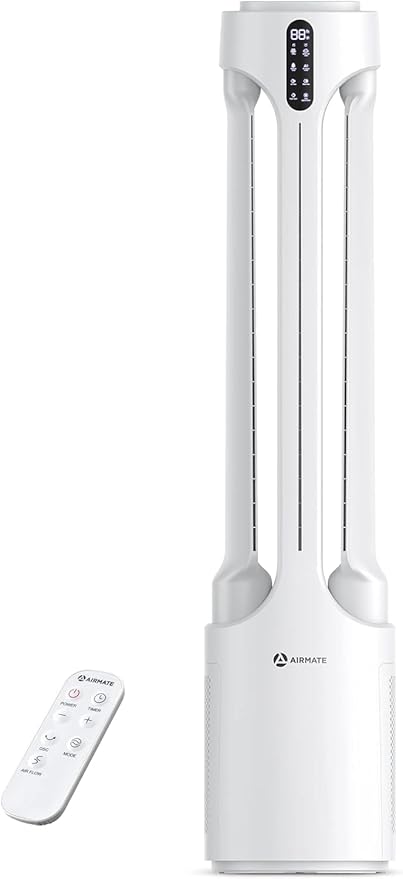AIRMATE Air Purifier Bladeless Tower Fans, 1500CFM Large Air Volume, 28ft/s by AIRMATE