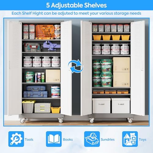 aobabo upgrade 71h''*32''w*16''d metal garage storage cabinet with, side view