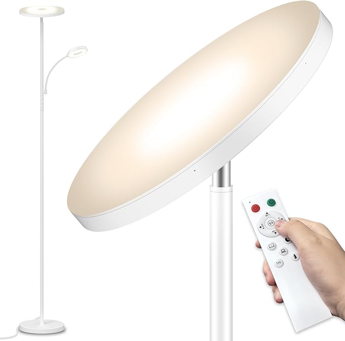 marctronic White Floor Lamp, 42W 4000LM Super Bright LED Room Lamp by Marctronic