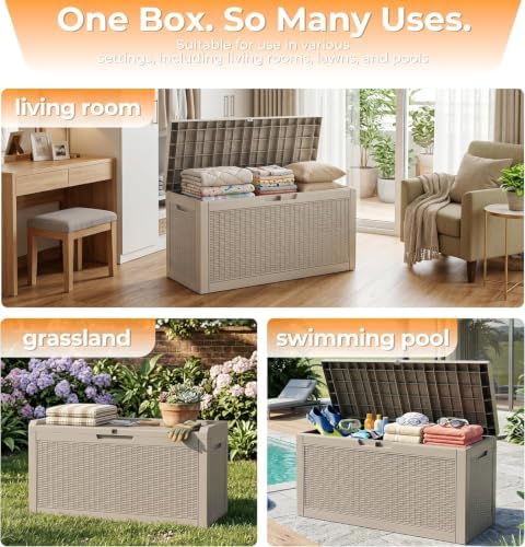 resin deck box outdoor storage box waterproof for, side view