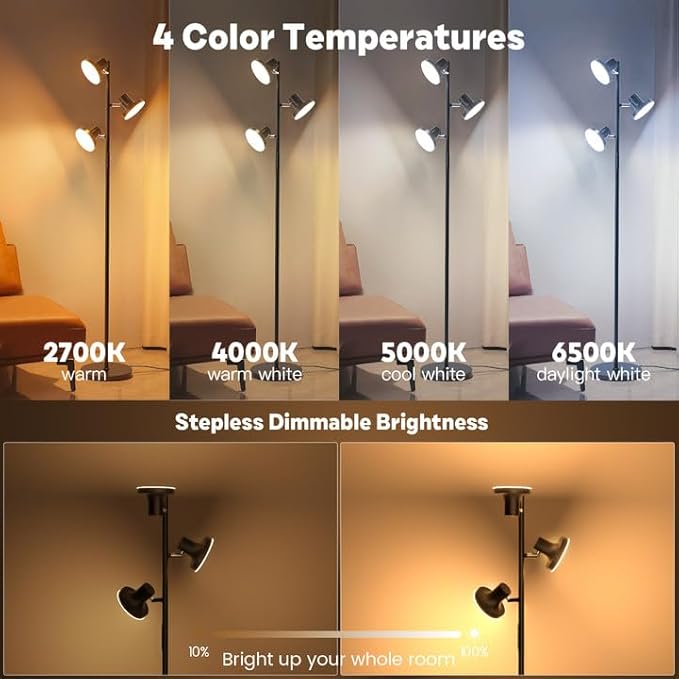 SIBRILLE 36W LED Tree Floor Lamp, Modern Dimmable Standing Lamp - Image 4