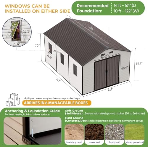 wacasa 10x14 ft large resin plastic outdoor storage on a desk or shelf