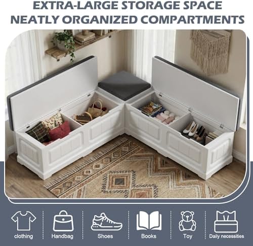 pakasept breakfast nook bench, l shaped storage bench on a desk or shelf