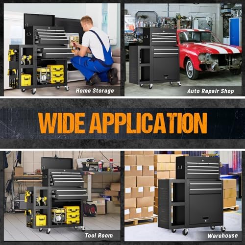 8-drawer rolling tool chest,3-in-1 tool box on wheels showing dimensions