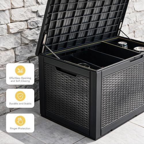 130 gallon deck box,lockable outdoor storage box gas, package contents