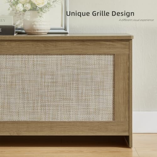 55.1" storage chest extra large,rattan storage bench(cherry brown) showing dimensions