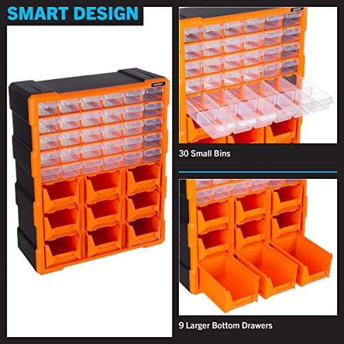 stalwart plastic storage drawers - 39-drawer screw organizer, close-up detail