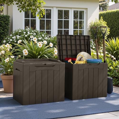 greesum 31 gallon deck box for outside, all, close-up detail