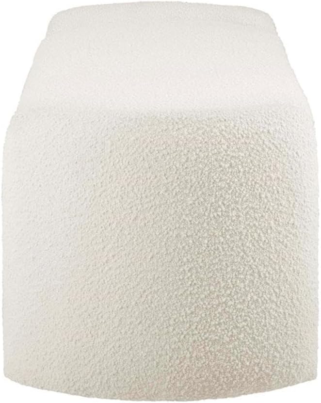 modway nebula boucle upholstered storage bench in ivory showing dimensions