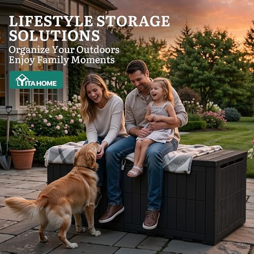 yitahome 240 gallon large outdoor storage box xxl showing dimensions