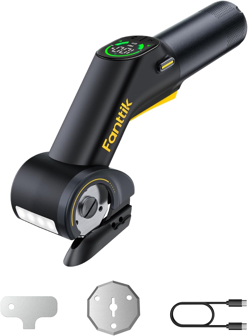 Fanttik C10 Pro BowGuide Electric Cardboard Cutter, Rotary Box Cutter | Cordless Scissors with LED Display, 2-Speed Adjustable, Rechargeable, with 2 Blades for Fabric, Carpet, Leather